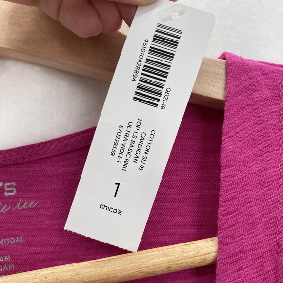 Chicos Cardigan Womens 1 Open Front Long Sleeve Modal Sweater Lightweight Preppy - Picture 5 of 13